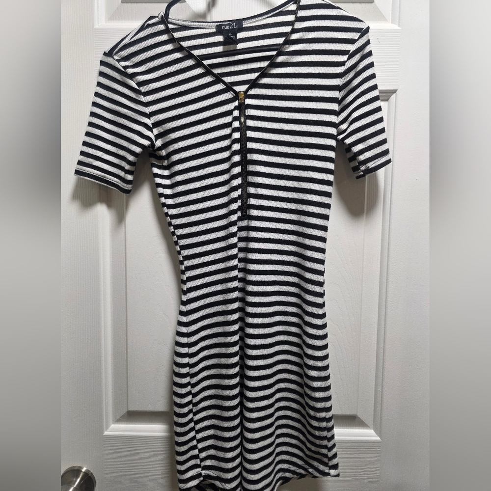 Rue21 Black and White Striped Mini Dress